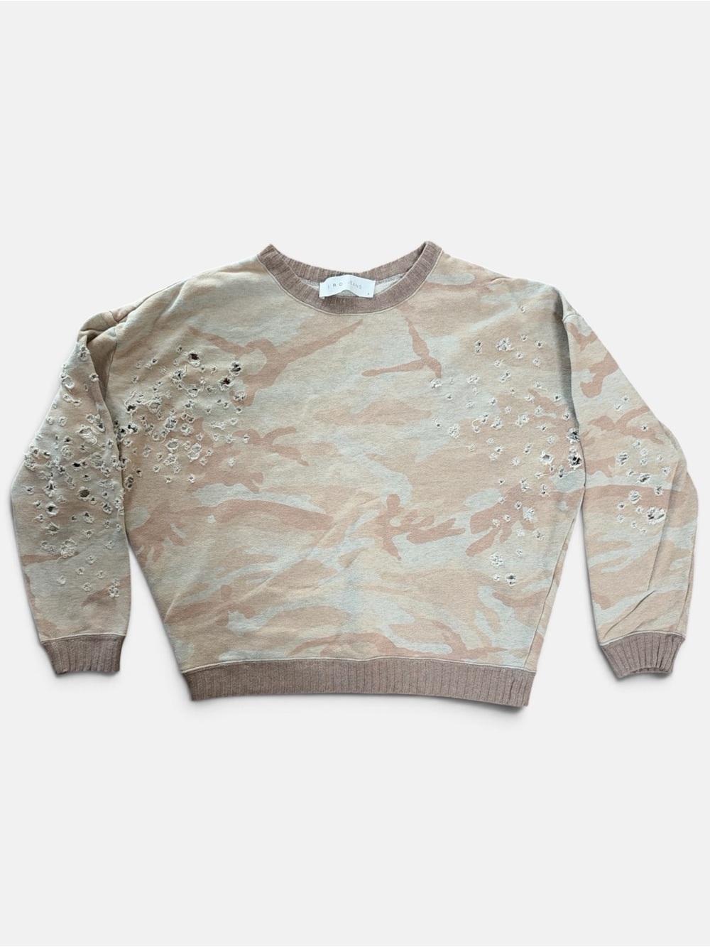 IRO Jeans Zenda neutral camo print distressed sweatshirt